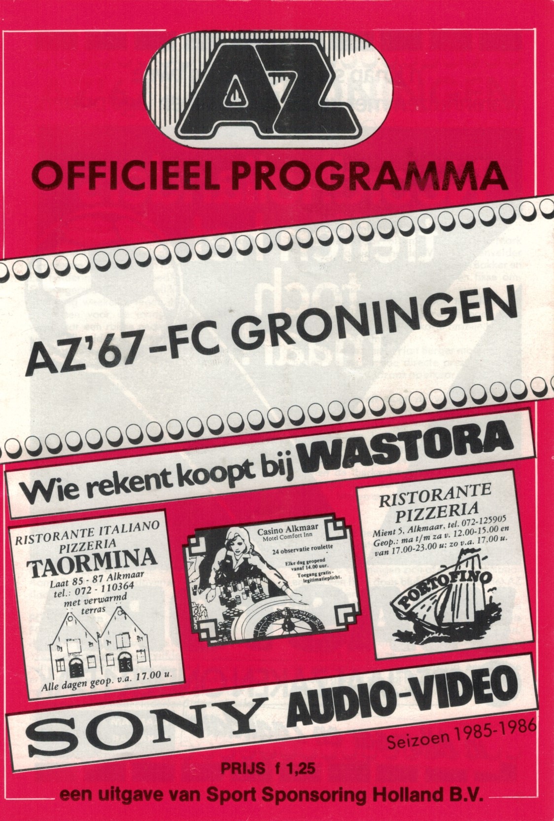 AZ Programma 5-okt-1985 Groningen thuis
